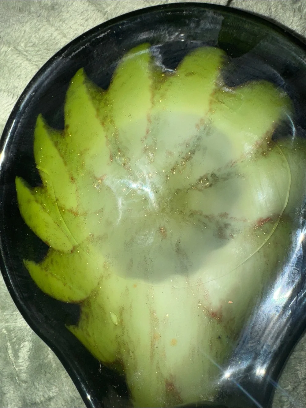Vintage Murano Art Glass Handkerchief Bowl Green Swirl Gold Aventurine MCm